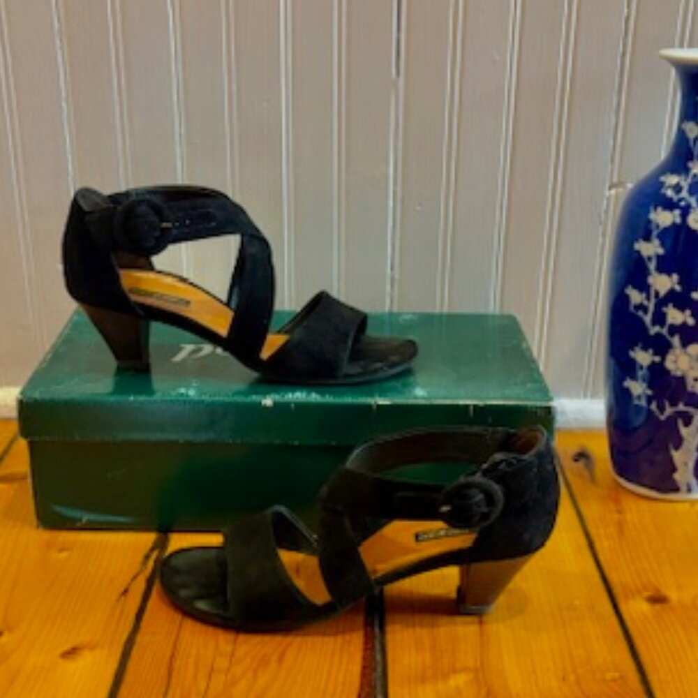 Paul Green Munchen Women's Sandals in Black Suede With Strap, Size 7